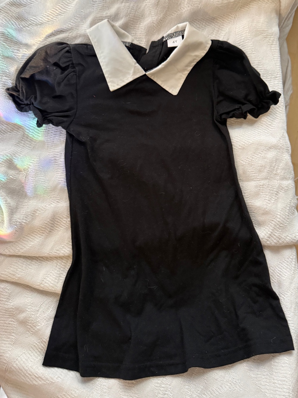 Wednesday Addams dress costume sz 4T black with white Peter Pan collar